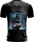 Camiseta Gola V Navio Pirata Fantasma Spectral Ship 2 Camiseta Gola V Navio Pirata Fantasma Spectral Ship 2