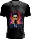 Camiseta Gola V Nikola Tesla Físico Inventor Eletrecidade 4