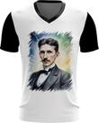 Camiseta Gola V Nikola Tesla Físico Inventor Eletrecidade 6