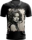 Camiseta Gola V Pintura a Carvão Mulher Arte 20