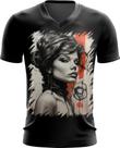 Camiseta Gola V Pintura a Carvão Mulher Arte 22