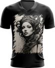 Camiseta Gola V Pintura a Carvão Mulher Arte 32