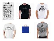 Camiseta Gospel Cristã Masculina 100% Algodão fio 30 Combo com 5 unidades cores e estampas sortidas
