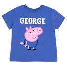 Camiseta Gráfica Azul para Meninos Peppa Pig George 10-12