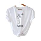 Camiseta Gráfica Elegante Para Mulheres Com Design De Figura Dançante, Manga Curta E Gola Redonda