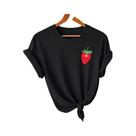 Camiseta Gráfica Feminina Y2K Com Estampa De Morango Vermelho, Gola Redonda, Manga Curta, Estilo