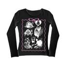 Camiseta Gráfica Feminina Y2K Harajuku Goth Anime Kitty Grunge Emo Dos Anos 2000