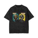 Camiseta Gráfica Masculina Y2K Vintage Lavada Daft Punk Ropa Hombre