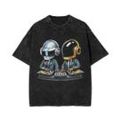 Camiseta Gráfica Masculina Y2K Vintage Lavada Daft Punk Ropa Hombre