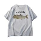 Camiseta Gráfica Meme Fish Cat Engraçada Com Humor De Peixe Com Impressão Errada, Casual, Manga