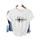 Camiseta Gráfica Musical Feminina Rosa Suave, Confortável Para O Verão, Manga Curta Com Notas