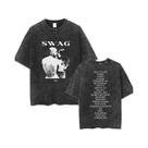 Camiseta Gráfica Vintage Feminina Estilo Justin Bieber SWAG, Hip Hop, Corte Solto, Manga Curta,