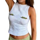 Camiseta grunge com miçangas Crop Top Pdxnyxx Y2k, sem mangas, feminina, pequena Camiseta grunge com miçangas Crop Top Pdxnyxx Y2k, sem mangas, feminina, pequena