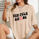Camiseta Gym Longa Oversized Feminina Vim Pela Saúde Camiseta Gym Longa Oversized Feminina Vim Pela Saúde
