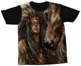 Camiseta Índia com Cavalo Camisa Indígena Camiseta Índia com Cavalo Camisa Indígena