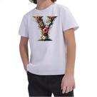 Camiseta Infantil Alfabeto Floral Letra Y Camiseta Infantil Alfabeto Floral Letra Y