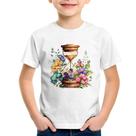 Camiseta Infantil Ampulheta Floral - Foca na Moda
