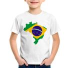Camiseta Infantil Bandeira Brasil Mapa - Foca na Moda