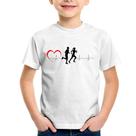 Camiseta Infantil Batimentos Cardíacos Corrida Coração - Foca na Moda