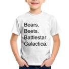 Camiseta Infantil Bears. Beets. Battlestar Galactica. - Foca na Moda
