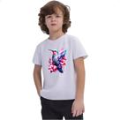 Camiseta Infantil Beija-flor colorido com flores