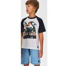 Camiseta Infantil Bicolor Menino Pteranodon Creme/Natural Kippos Camiseta Infantil Bicolor Menino Pteranodon Creme/Natural Kippos