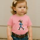 Camiseta Infantil Blusa Feminina Estampa Menina Country 030 Modinha Kids Cowgirl Roça Fazenda Menina