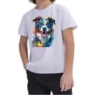 Camiseta Infantil Border Collie Watercolor Arte