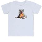 Camiseta Infantil Cachorro comendo pizza