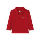 Camiseta Infantil Camisa Gola Polo Vermelha Mangas Longas Caimento Reto Confortável