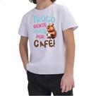Camiseta Infantil Capivara troco gente chata por cafe