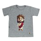 Camiseta Infantil Cinza Jesus desenho Algodão Penteado Premium, Estampas Exclusivas Camiseta Infantil Cinza Jesus desenho Algodão Penteado Premium, Estampas Exclusivas