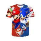 Camiseta Infantil De Manga Curta Com Desenho Animado Super Mario Dragon Ball Para Meninos