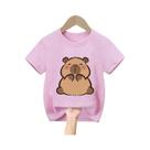 Camiseta Infantil De Manga Curta Com Estampa De Capivara Para Meninos E Meninas, Tendência De Verão,