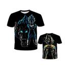 Camiseta Infantil Dragon Ball Para Meninos Super Saiyan Son Goku Verão Manga Curta Anime Tee