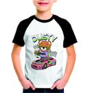 Camiseta Infantil Estampada Poliéster Carrinho Ursinho