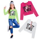 Camiseta Infantil Feminino Manga Longa Cropped em Meia Malha Kyly