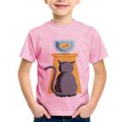 Camiseta Infantil Gato e Aquário - Foca na Moda