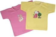 Camiseta Infantil Kit C/5 Bebê Básica Com Transfer Menina