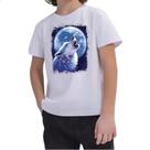 Camiseta Infantil Lobo uivando ao luar