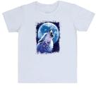 Camiseta Infantil Lobo uivando para lua
