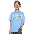 Camiseta Infantil Manga Curta Azul Square Malha Jet Flamê Have Fun
