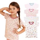 Camiseta infantil Manga Curta Bebe Menina Kit 4 peças Estampas Sortidas Tamanho 1, 2 e 3 Macia, Conforto e Estilo Diário Baby Deluxe