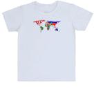 Camiseta Infantil Mapa Mundi Bandeiras