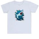 Camiseta Infantil Megalodon Rasgando a Camisa