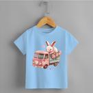 Camiseta Infantil Menina Caminhão Rosa Coelhinho Personalizada 100% Algodão Premium