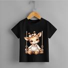 Camiseta Infantil Menina Girafa no Balanço Blusa 100% Algodão Camiseta Infantil Menina Girafa no Balanço Blusa 100% Algodão