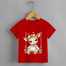 Camiseta Infantil Menina Girafa no Balanço Blusa 100% Algodão