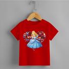 Camiseta Infantil Menina Princesa Coração Azul 100% Algodão Confortável Camiseta Infantil Menina Princesa Coração Azul 100% Algodão Confortável