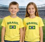 Camiseta Infantil menino menina torcida do Brasil escrita verde